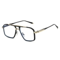 Classic black and gold double-bridge square sunglasses with anti-blue light lenses - Black Gold Frame