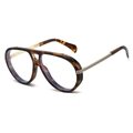 Lunettes aviateur vintage écaille avec branches en métal doré et verres anti-lumière bleue - Cadre Léopard