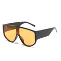 Oversized shield sunglasses with thick black frame and vintage amber lenses - Black Frame Yellow Lens