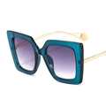 Fashionable square sunglasses with transparent teal frame and purple gradient lenses - Blue Frame Grey Lens