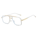 Modern white and gold metal square sunglasses in a stylish double-bridge frame design - White Gold Frame