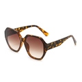 Fashion geometric oversized tortoiseshell sunglasses with brown gradient lenses for women - Tortoise Leopard (C3)