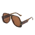Vintage oversized aviator sunglasses with leopard frame and brown lenses for women - Tortoiseshell Frame Tea Lens