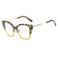 Fashionable oversized square tortoiseshell sunglasses with textured gold metal temples - Stipple Green Gradient Frame (Clear Lens)