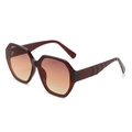 Oversized hexagonal sunglasses in burgundy with gradient lenses and wavy temples - Wine Red (C6)