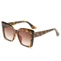 Fashion oversized tortoiseshell square sunglasses with gradient brown lenses for women - Tortoiseshell Frame Tea Lens