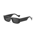 Schicke schwarze Rechteck-Sonnenbrille mit geometrischen dicken Rahmen und dunklen Gläsern - Schwarzer Rahmen Graue Gläser