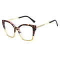 Retro tortoiseshell and transparent square sunglasses with textured gold metal temples - Stipple Yellow Gradient Frame (Clear Lens)