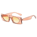 Gafas de sol retro naranja-rosa translúcido con montura cuadrada-redonda y lentes amarillas - Montura Té Transparente Lentes Té