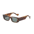 Klassische rechteckige Sonnenbrille in Schildpatt-Optik mit Vintage-Harzrahmen und Gläsern - Leopard Rahmen Graue Gläser