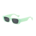 Lunettes de soleil rectangulaires monture vert menthe avec verres foncés et branches ondulées - Monture Verte Verres Gris