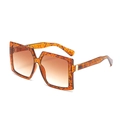 Oversized square sunglasses with orange leopard print frame and brown gradient lenses - Brown Texture Frame Tea Lens