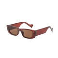 Lunettes de soleil rectangulaires rétro avec branches ondulées en marron translucide - Monture Thé Verres Thé