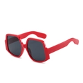 Chic chunky red square sunglasses with dark lenses in a modern geometric style - Red Frame Dark Grey Lens