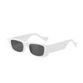 Lunettes de soleil rectangulaires blanches à verres noirs avec branches ondulées chic - Monture Blanche Verres Gris