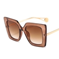 Retro oversized sunglasses with brown gradient lenses and slim gold metal temples - Tea Frame Tea Lens