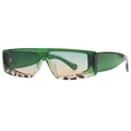 Fashion square green sunglasses with gradient lenses and sparkling rhinestone embellishments - Transparent Green Frame Green Blue Gradient Lens (C7)