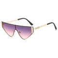 Chic oversized cat eye sunglasses with gold frames and purple gradient lenses - Gold Frame Purple Pink Gradient (C5)