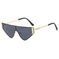 Lunettes de soleil œil-de-chat géométriques avec monture dorée et verres dégradés foncés - Monture Dorée Verres Gris (C2)