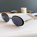 Gafas de sol ovaladas retro con montura negra y varillas de metal dorado calado - Montura Dorada Negro Semimate Lentes Grises