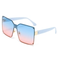 Occhiali da sole quadrati oversize senza montatura con lenti sfumate blu-rosa e oro - Montatura Blu Lenti Sfumate Blu Rosa