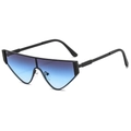 Lunettes de soleil bouclier oversize avec monture noire et verres dégradés violet-bleu - Monture Noire Dégradé Violet Bleu (C1)