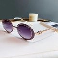 Gafas de sol ovales retro con lentes degradadas violeta y montura de metal dorado con diseño de ocho - Montura Dorada Púrpura Semimate Degradado Gris