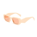 Retro rectangle beige sunglasses with orange tinted lenses in a Y2K fashion style - Creamy White Frame Champagne Lens