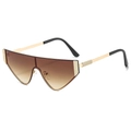 Lunettes de soleil en métal oversize à verres dégradés marron et détails dorés - Monture Dorée Verres Thé (C4)
