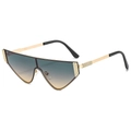 Fashion cat-eye sunglasses with gold metal frame and blue-yellow gradient lenses - Gold Frame Blue Yellow Gradient (C6)