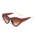 Lunettes de soleil œil de chat avec monture léopard et verres dégradés marron en vue latérale - Monture Thé Verres Thé