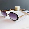 Gafas de sol ovaladas retro con lentes degradadas violetas y montura de metal oro negro - Montura Dorada Negro Mate Degradado Gris