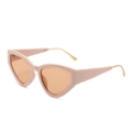 Lunettes de soleil œil-de-chat roses avec branches en métal doré et verres ambrés - Monture Rose Verres Thé