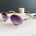 Lunettes de soleil ovales rose et or avec verres dégradés violets et détails en métal - Monture Dorée Rose Clair Dégradé Gris