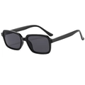 Classic black square frame sunglasses with dark lenses for a stylish unisex street look - Black Frame Black Grey Lens