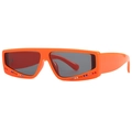 Occhiali da sole rettangolari retrò arancione acceso con strass colorati e lenti grigie - Montatura arancio lucido, lente grigia (C2)