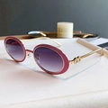 Lunettes de soleil ovales vintage avec monture dorée et verres dégradés violets - Monture Dorée Rose Pêche Dégradé Gris
