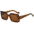 Occhiali da sole quadrati vintage con stampa leopardata e lenti marroni scure - Montatura Tartarugata Lente Tè