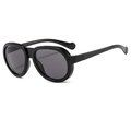 Fashionable black chunky square sunglasses with dark lenses for street style look - Black Frame Grey Lens