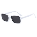 Classic retro square sunglasses with high-gloss white frame and dark grey lenses - White Frame Dark Grey Lens