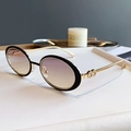 Lunettes de soleil ovales vintage avec monture noire, branches dorées et verres dégradés violets - Monture Dorée Noir Semi-Mat Vert Jaune (AS54)