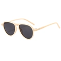Occhiali da sole aviator beige con lenti scure e dettagli di rivetti argentati chic - Montatura Beige Lenti Grigie