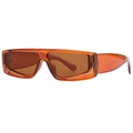 Fashion square sunglasses with translucent orange frame and rhinestone trim detail - Transparent Orange Frame Dark Tea Lens (V6)