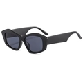 Retro square frame black sunglasses with wide punk style temples and dark grey lenses - Black Frame Grey Lens