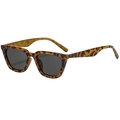 Vintage tortoiseshell square frame sunglasses with dark grey polarized lenses for women - Tortoiseshell Frame Black Grey Lens