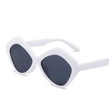 Modern white geometric irregular sunglasses with dark grey lenses for a bold look - White Frame Gray Lens