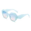 Eleganti occhiali da sole ottagonali azzurri con lenti sfumate blu-rosa da donna - Montatura Blu Trasparente Lenti Sfumate Blu Giallo