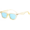 Retro square sunglasses with yellow transparent frame and light blue lenses - Transparent Yellow Frame Blue Lens