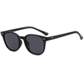 Gafas de sol clásicas negras de estilo Boston con remaches dobles plateados - Montura Negra Lente Gris