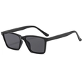 Chic square black sunglasses with dark grey lenses in a 45-degree angle view - Black Frame Grey Lens
